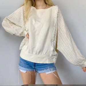 Free People balloon sleeve boho oversized top